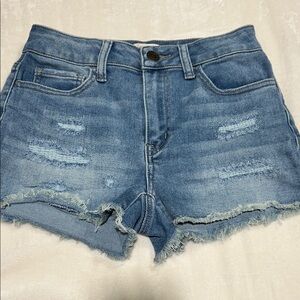 SO Light Blue Distressed Jean Shorts